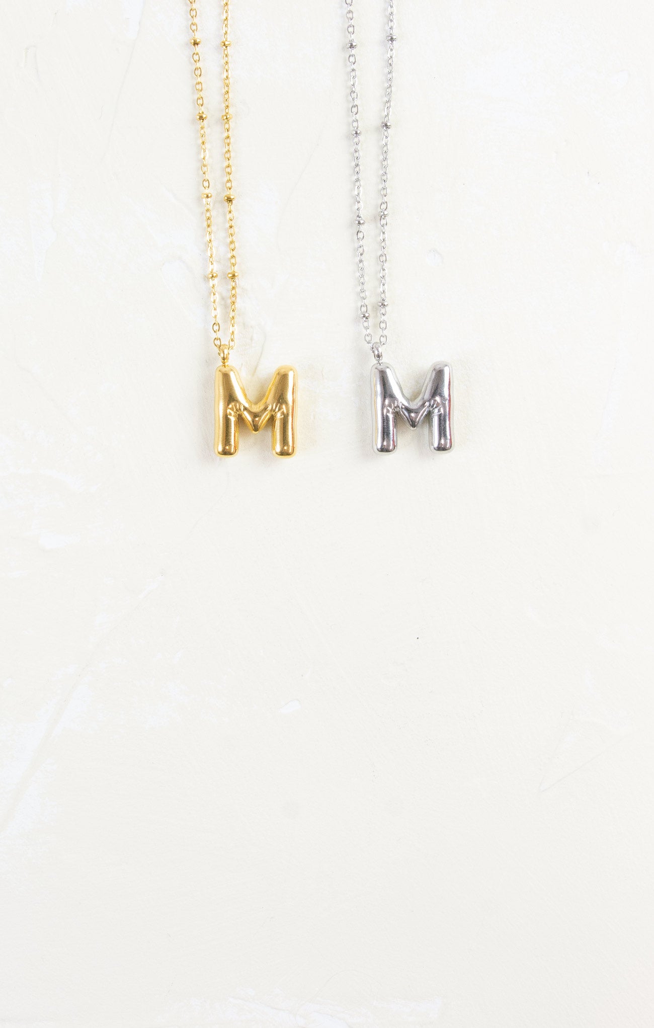 Shop At Grace, Ivy Cloud Letter Necklace, letter M, silver and gold 