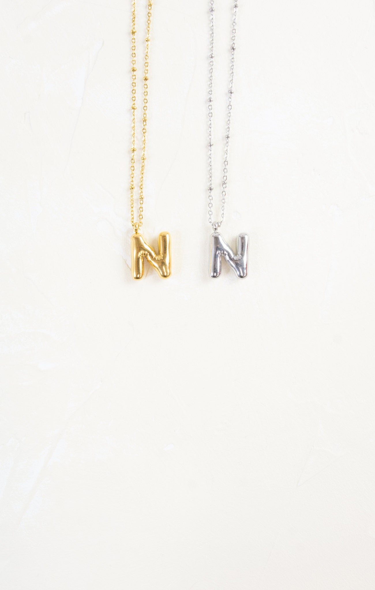 Shop At Grace, Ivy Cloud Letter Necklace, letter N, silver and gold 