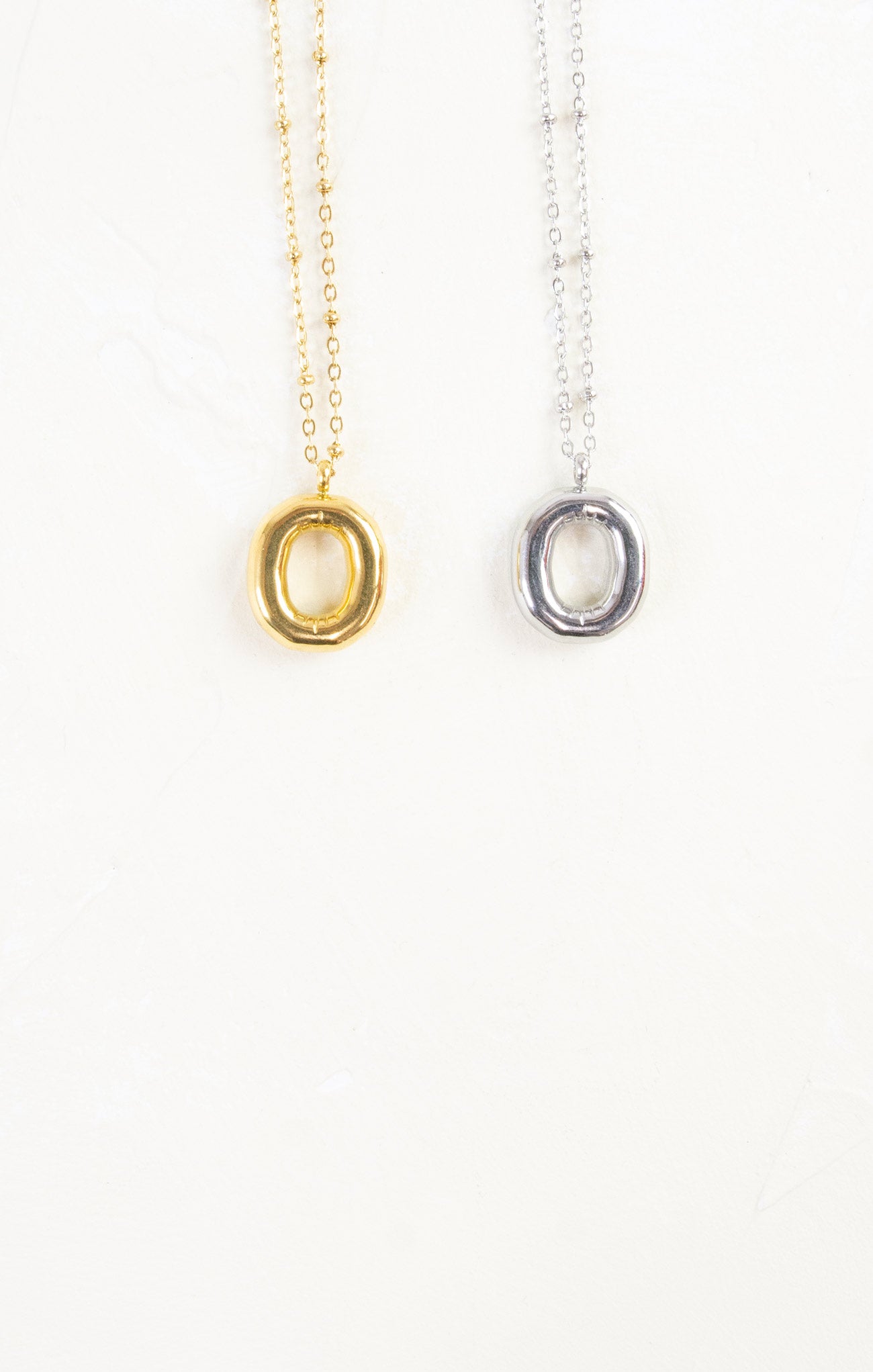 Shop At Grace, Ivy Cloud Letter Necklace, letter O, silver and gold 