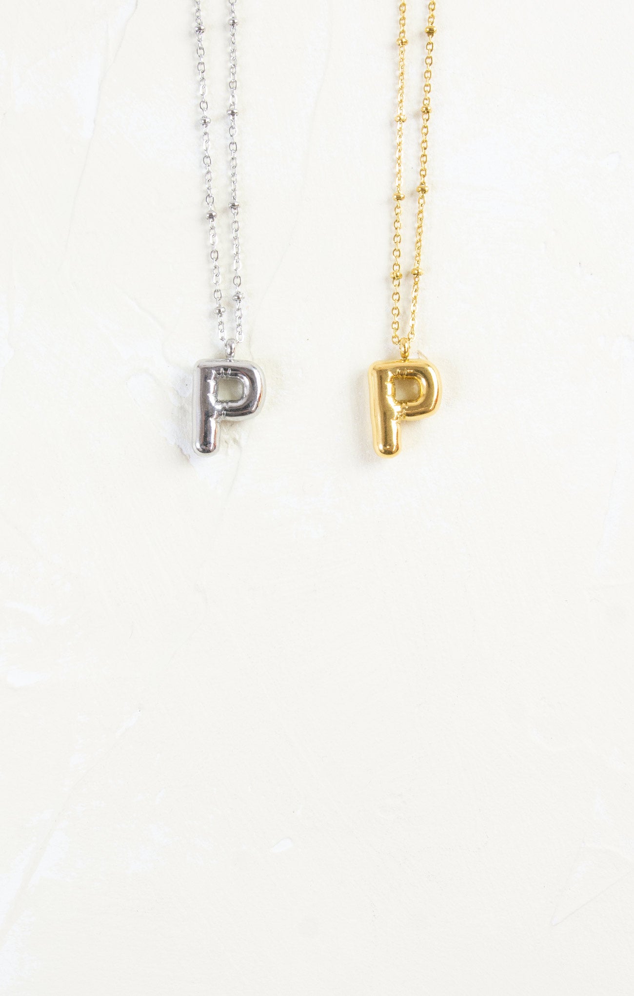 Shop At Grace, Ivy Cloud Letter Necklace, letter P, silver and gold 