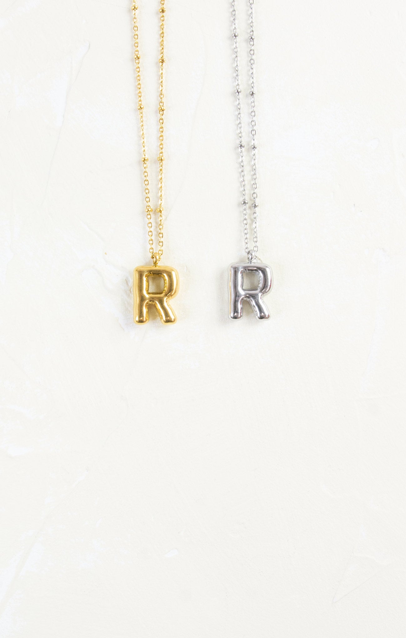 Shop At Grace, Ivy Cloud Letter Necklace, letter R, silver and gold 