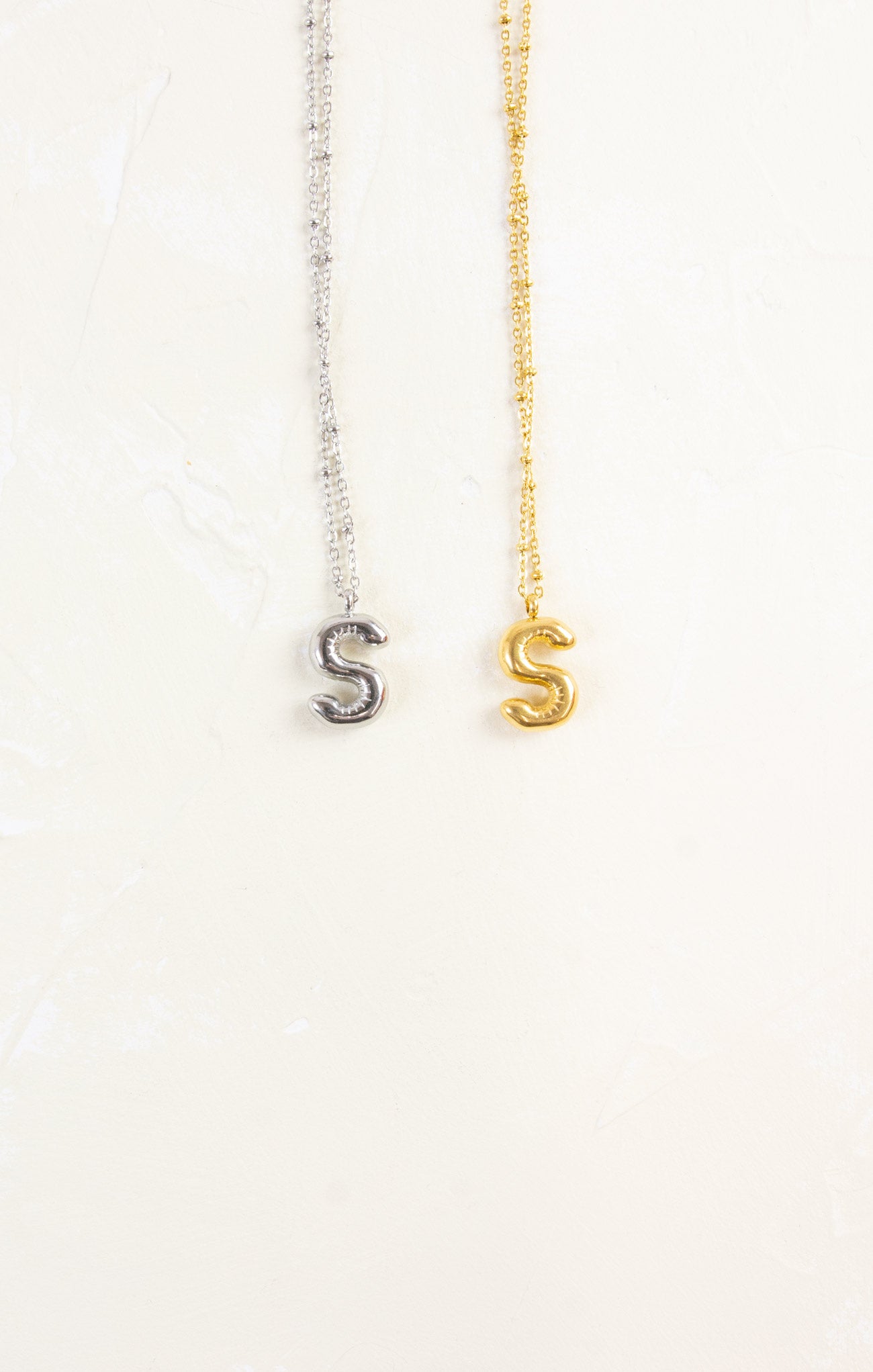 Shop At Grace, Ivy Cloud Letter Necklace, letter S, silver and gold 