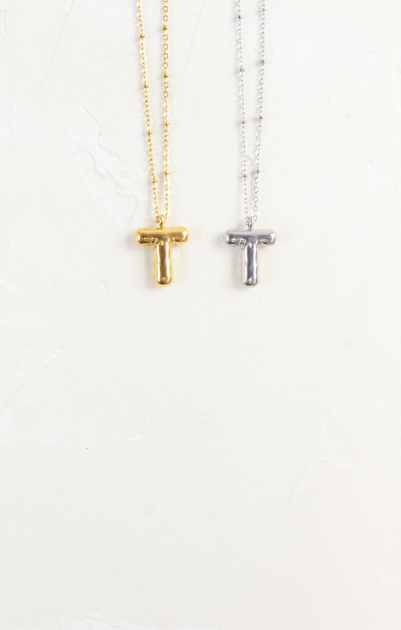 Shop At Grace, Ivy Cloud Letter Necklace, letter T, silver and gold 