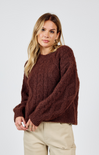 Shop At Grace, Join Hands Knit Sweater, brown, cable knit, full length, oversized fit, long sleeves