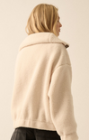 Kylee Sherpa Pullover, color coconut milk, half zip, two front pockets, sherpa fabric