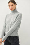 Lacey Turtleneck Sweater, high turtleneck, ribbed details, cuffs, simple, everyday, heather grey