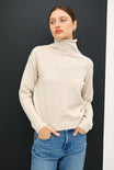 Lacey Turtleneck Sweater, high turtleneck, ribbed details, cuffs, simple, everyday, oatmeal