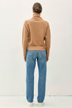 Lacey Turtleneck Sweater, high turtleneck, ribbed details, cuffs, simple, everyday, walnut 