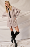 Shop At Grace, Livia Velvet Shirt Dress, silver grey, long sleeves, collared blouse, button closure