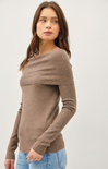 Loretta Off Shoulder Sweater, chestnut, long sleeves, sweater, off the shoulder