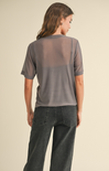 Milana Mesh Top, mesh with built in tank, short sleeves, black, grey, cream, everyday tee