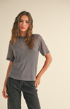 Milana Mesh Top, mesh with built in tank, short sleeves, black, grey, cream, everyday tee