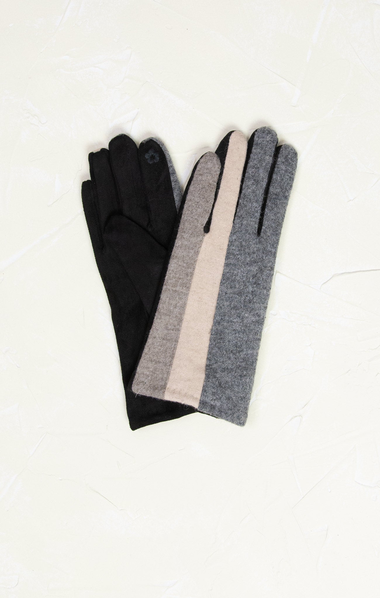 Shop At Grace, Minimal Color Block Gloves, taupe, tripe detail, gloves