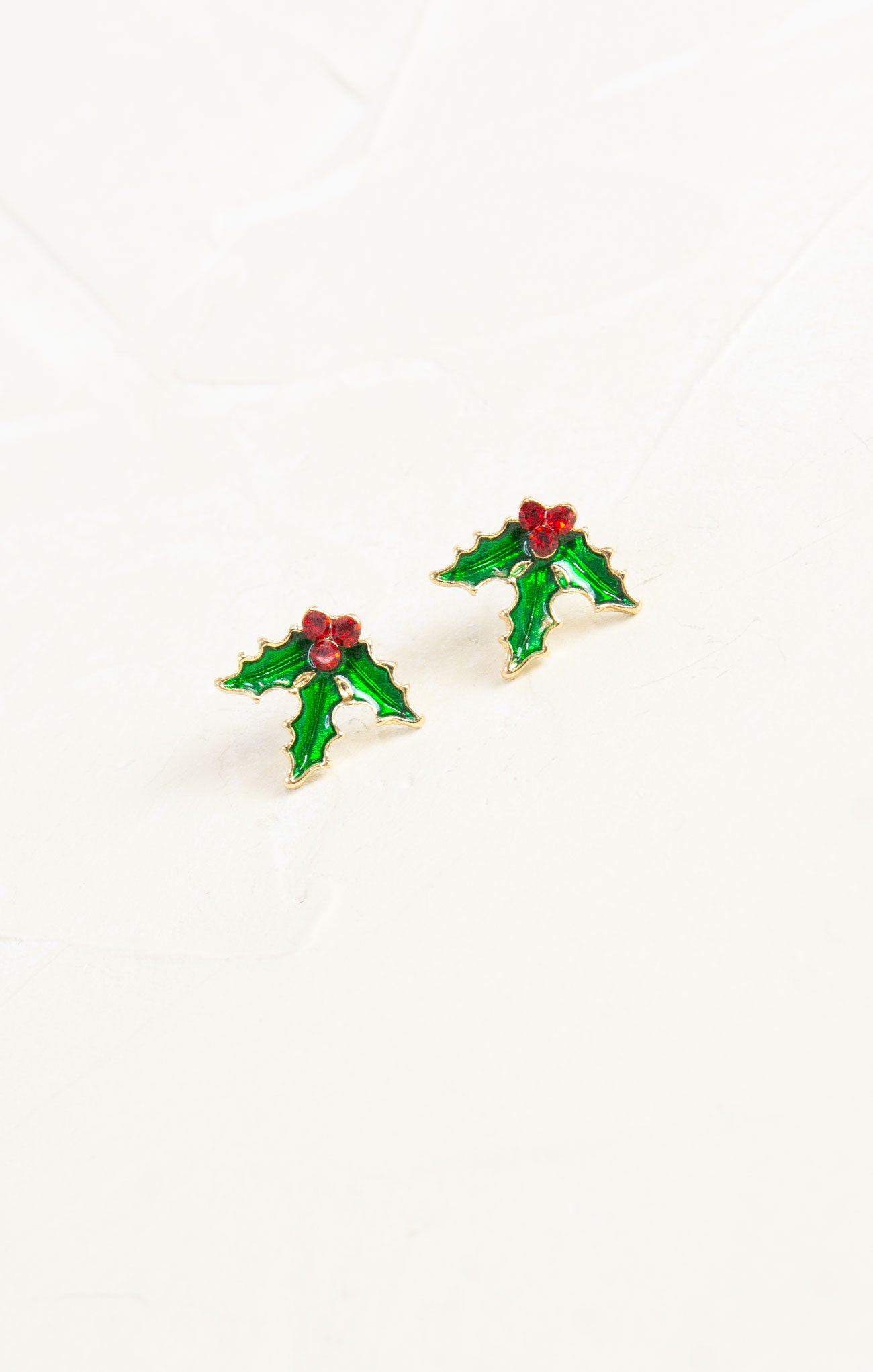 Shop At Grace, Mistletoe Stud Earrings, holiday studs, green and red, gold