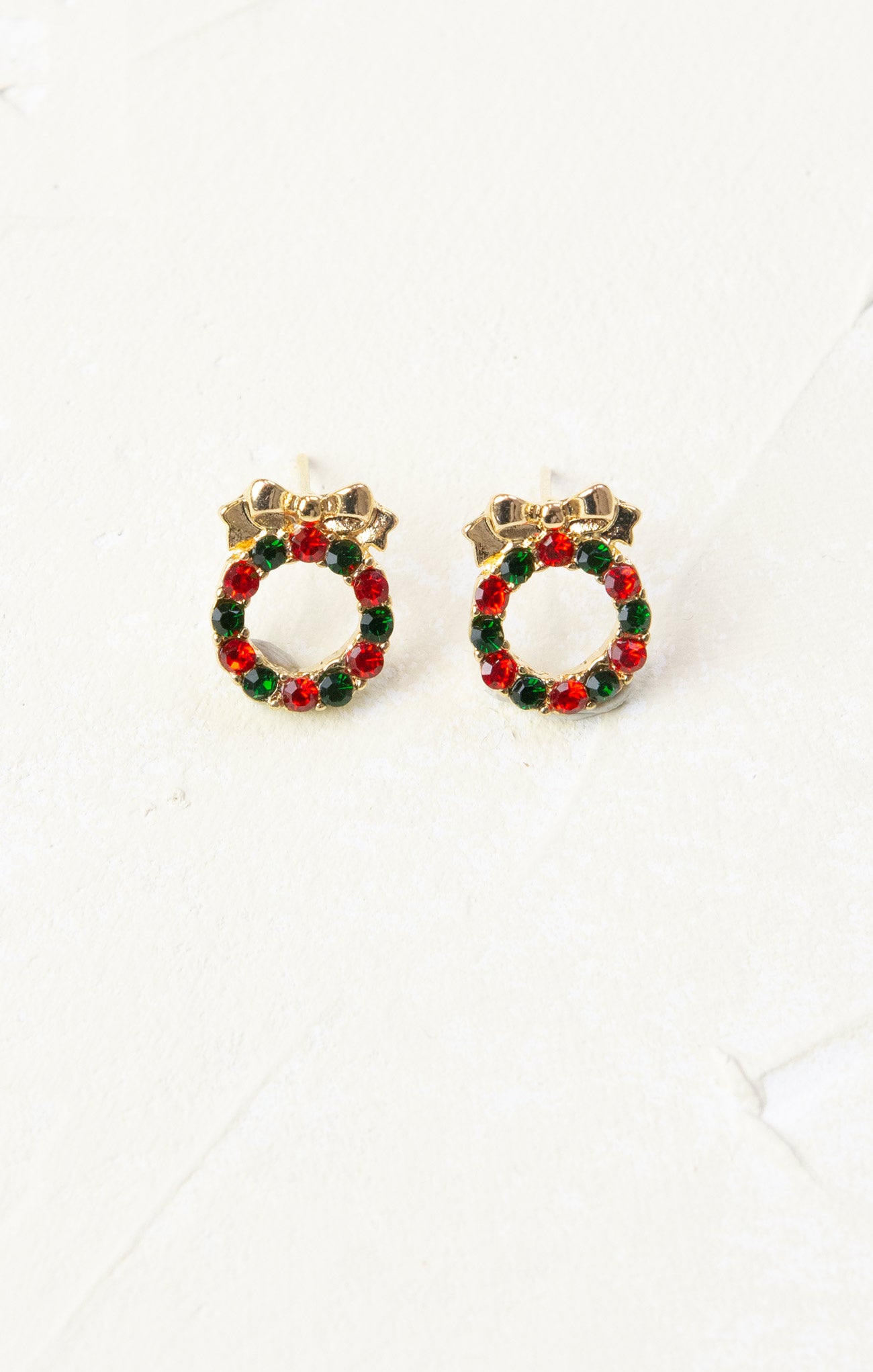 Shop At Grace, Multicolor Holiday Wreath Studs, holiday season, studs, gold hardware 