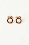 Shop At Grace, Multicolor Holiday Wreath Studs, holiday season, studs, gold hardware 