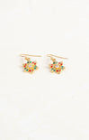 Shop At Grace, Multicolor Snowflake Earrings, gold hardware, red and green rhinestones 