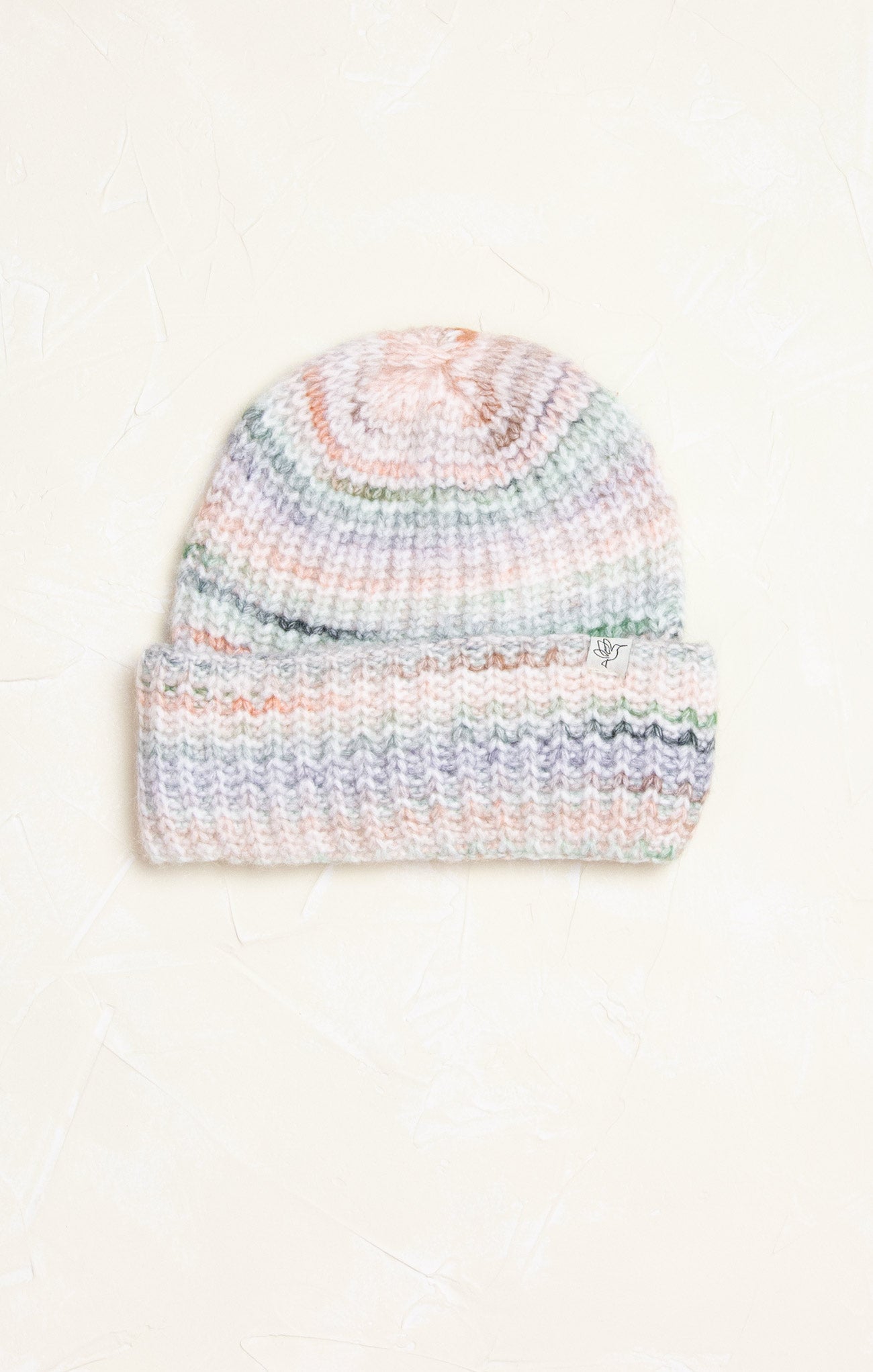 Muted Rainbow Wool Beanie, rainbow stripe, cuffed beanie