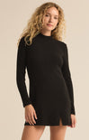 Shop At Grace, Z-Supply, Nadene Mini Dress, black, long sleeves, high neck, slit on front