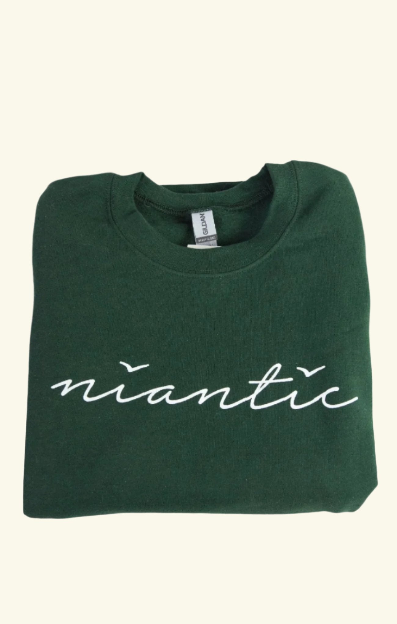 Niantic Seagulls Crewneck, forest color, sweatshirt, Niantic on front, Grace logo on back, front of image