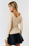 Nyomi Fold Over Sweater, natural, off the shoulder, full length, long sleeves