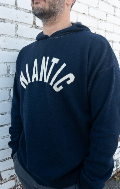 Shop At Grace, Oversized Niantic Knit Hoodie, navy, hoodie, unisex fit, knit hoodie