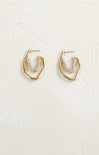 Shop At Grace, Pave Crystal Double Layered Organic Hoops, pop of glitz, gold asymmetrical shape