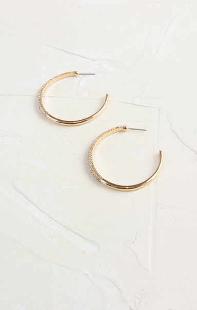 Shop At Grace, Pave Crystal Open Hoops, gold, open hoops, pave