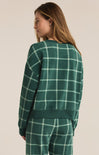 Plaid LS Top, Z-Supply, noble fir, pajama top, plaid pattern, "Merry" detail