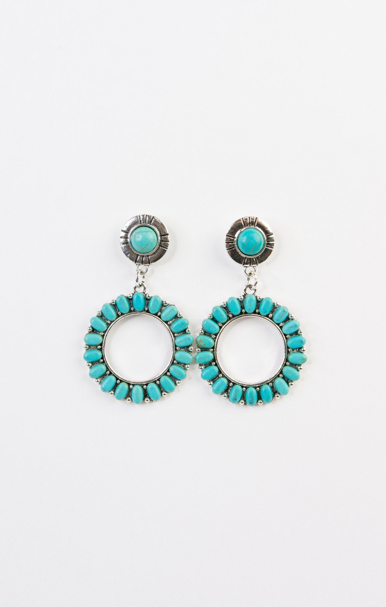 Ruby Western Drop Hoops, turquoise, western style