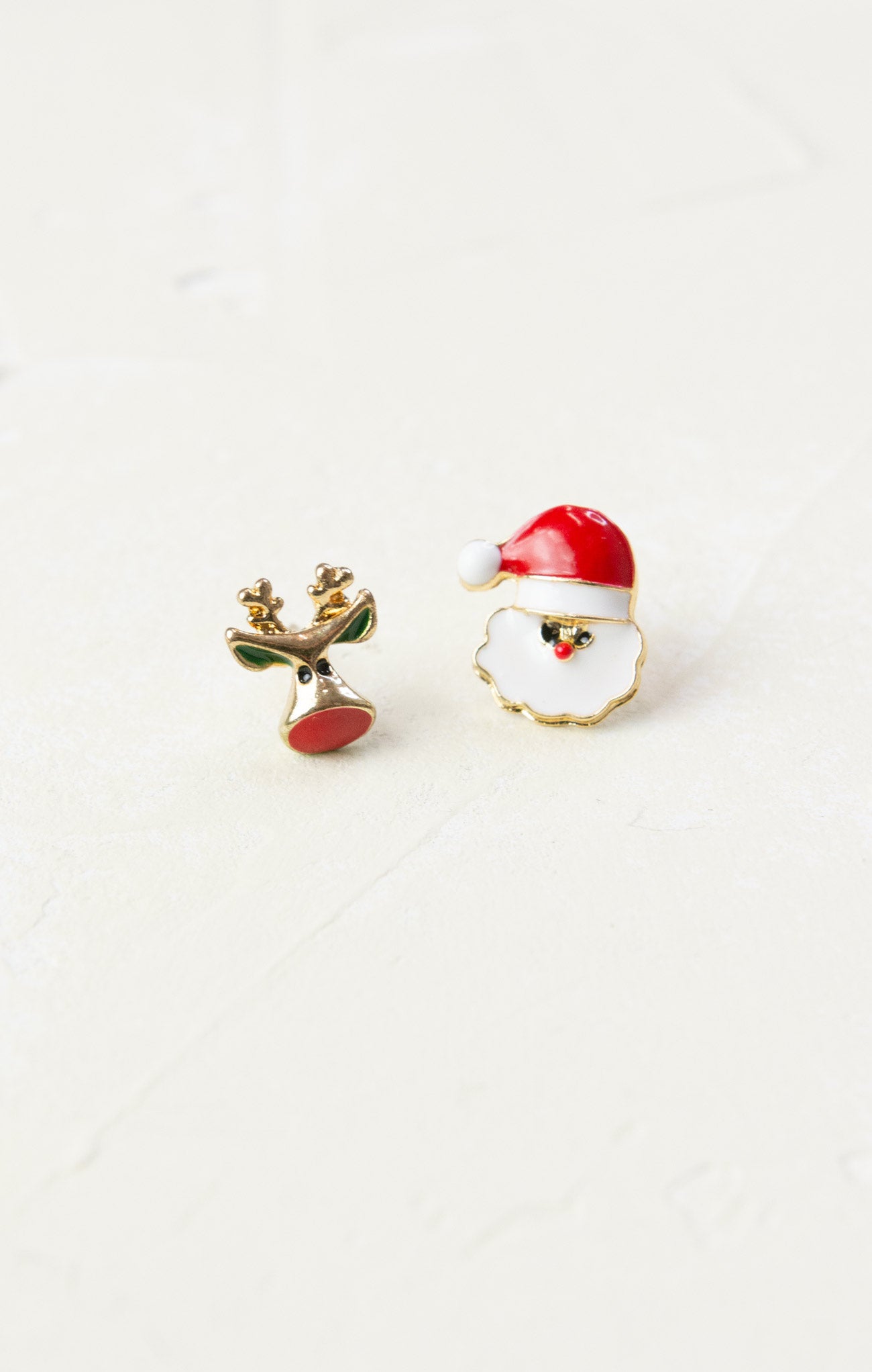 Shop At Grace, Rudolph and Santa Stud Set, Rudolph and Santa, gold hardware, studs