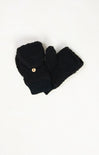 shop at grace, sherpa flip mittens, black, sherpa fabric, flip mittens