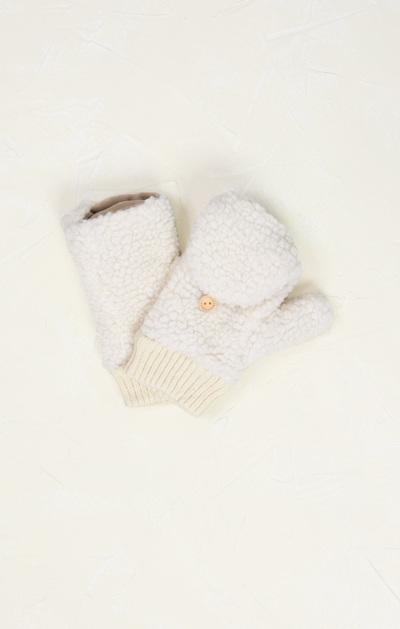 shop at grace, sherpa flip mittens, ivory, sherpa fabric, flip mittens