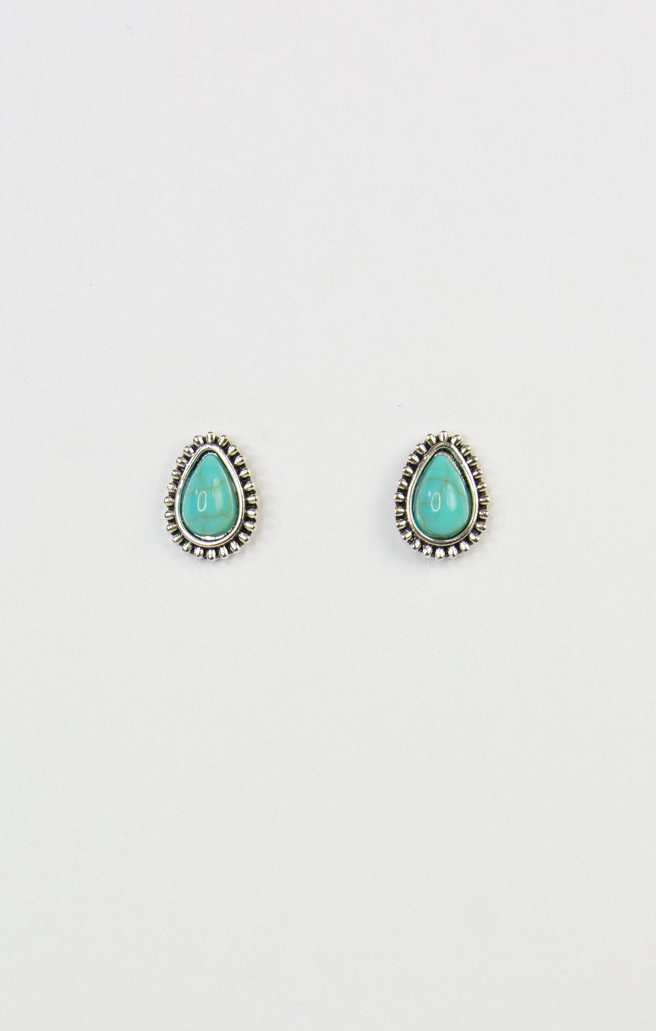 Sienna Lonestar Turquoise Studs, teardrops, earrings, silver