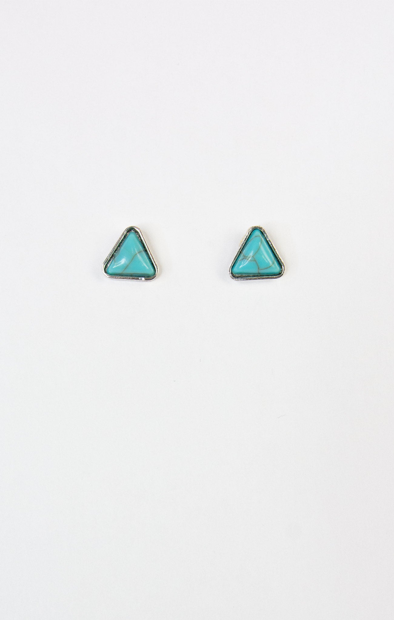 Sienna Lonestar Turquoise Studs, triangle, earrings, silver