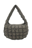 small quilted bag, olive, zipper closure, top handle