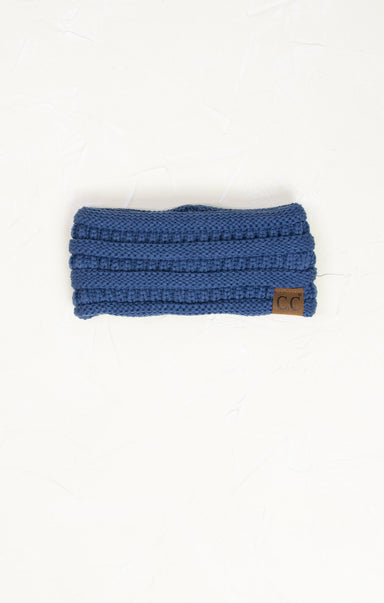 Shop At Grace, Solid Ribbed Headwrap, dark denim, ribbed with cable knit detail, head wrap