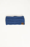 Shop At Grace, Solid Ribbed Headwrap, dark denim, ribbed with cable knit detail, head wrap