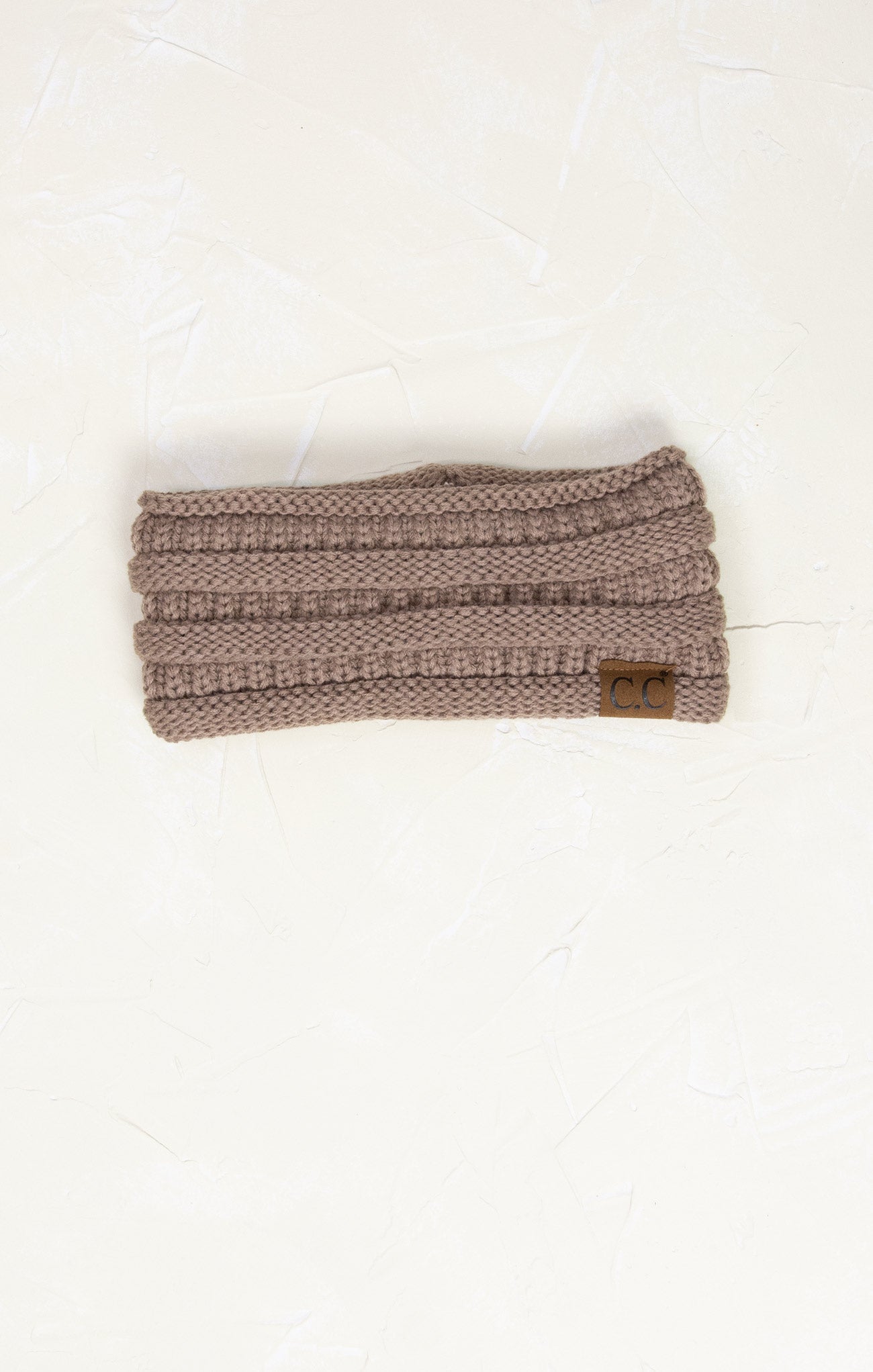 Shop At Grace, Solid Ribbed Headwrap, taupe, ribbed with cable knit detail, head wrap