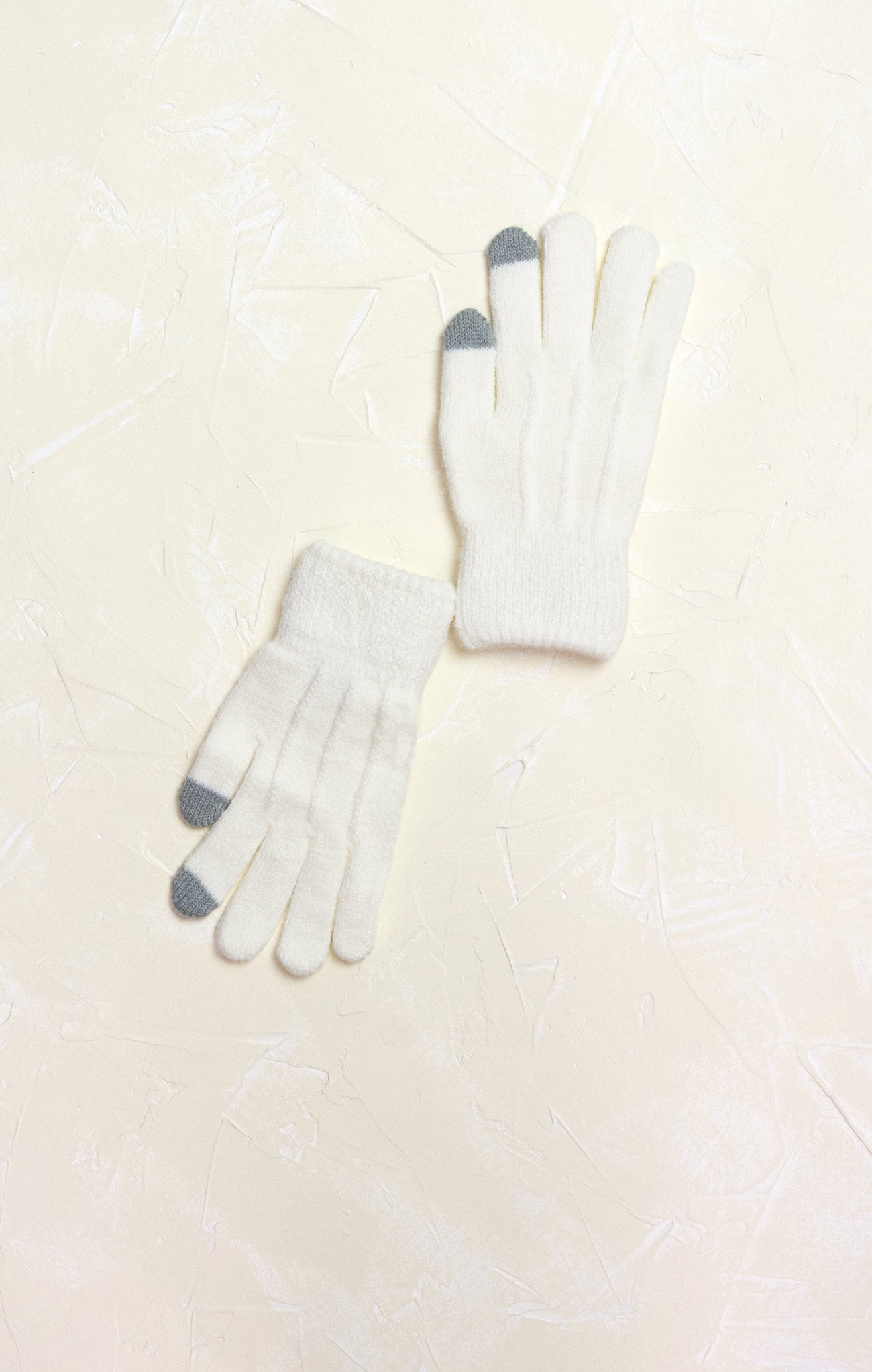 Solid Touch Gloves, product photo, colored tips, ivory