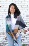 Shop At Grace, Sophia Asymmetrical Drape Scarf, green checkered, wrap scarf, triangle scarf