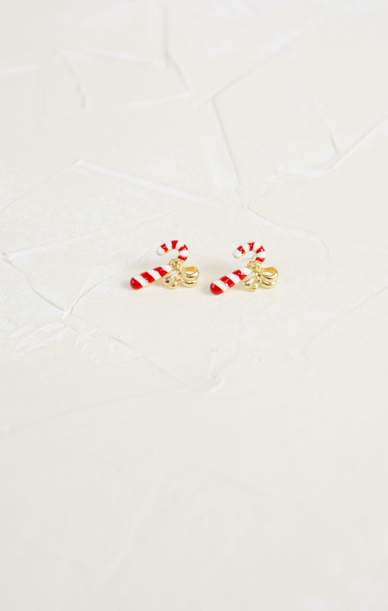 Shop At Grace, Striped Candy Cane Studs, gold bows, red and white striped