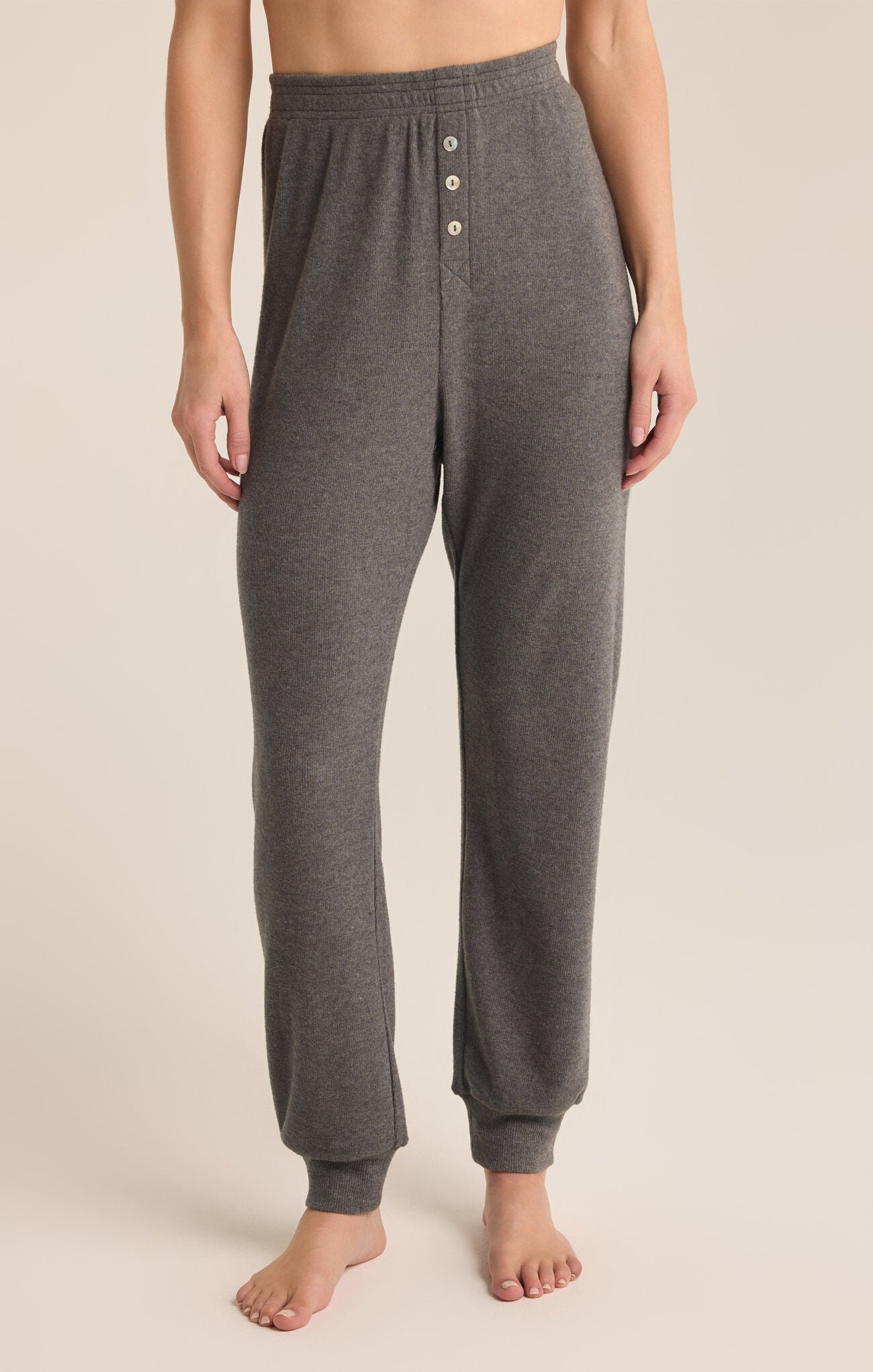 Shop At Grace, Z-Supply, take it easy rib jogger, charcoal heather, pajama pants, cinched waist, joggers