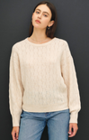 Shop At Grace, Valery Crochet Sweater, cream, long sleeves, u-neck, full length sweater