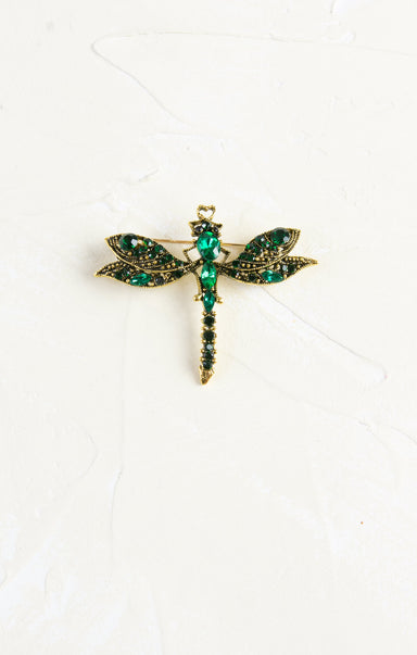 Shop At Grace, Vintage Glitz Dragonfly, green and gold, vintage look