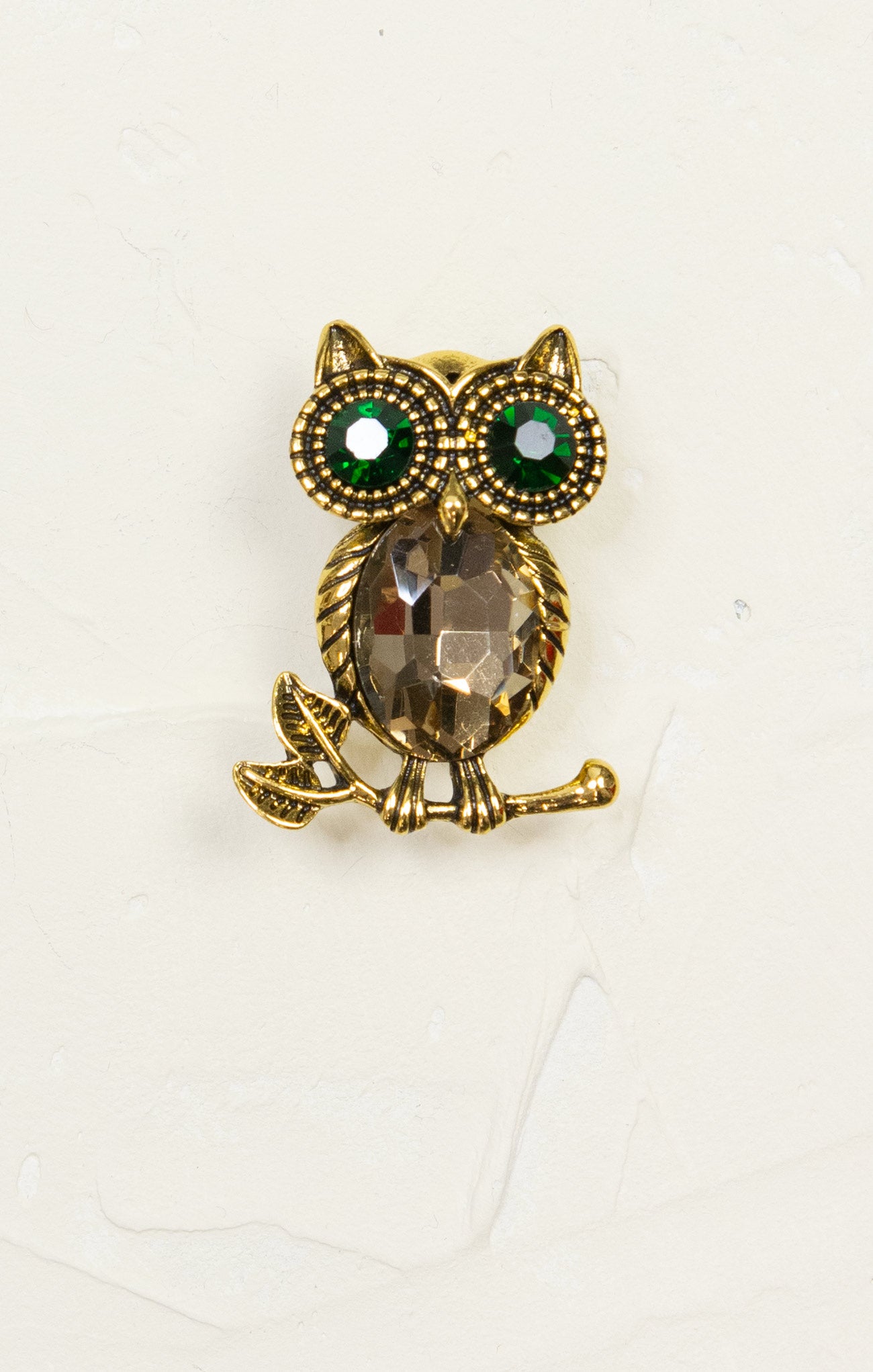 Vintage Owl Brooch, natural, vintage feel, gold hardware