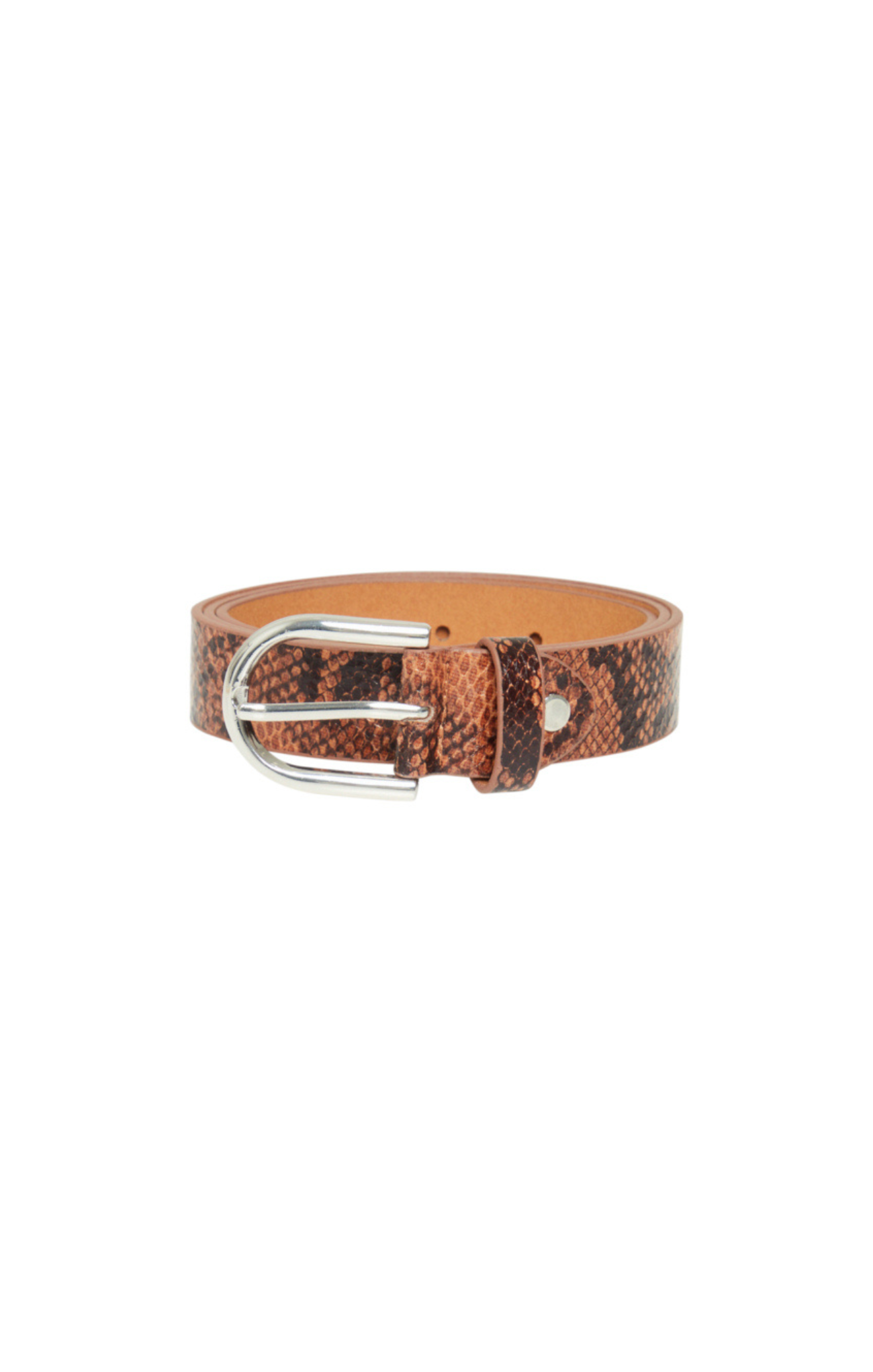 Voa Belt, bison mix, snakeskin pattern, silver hardware