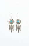 Willow Drop Earrings With Feathers, turquoise, feather, earrings