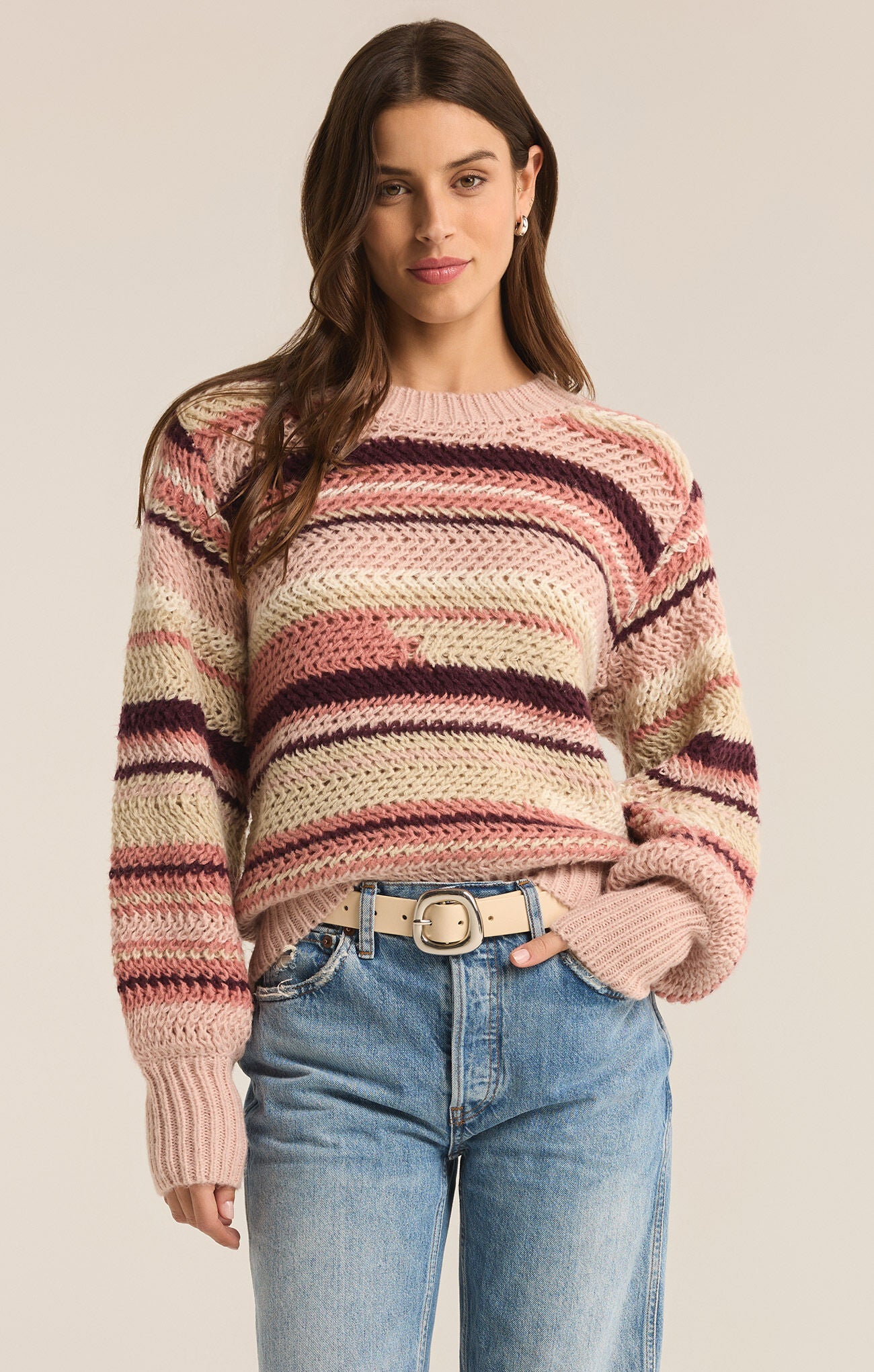 Shop At Grace, Z-Supply, Asheville Stripe Sweater, rosebud, long sleeves, striped sweater