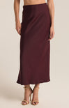 Shop At Grace, Z-Supply, Europa Poly Sheen Skirt, berry wine, maxi skirt, zip closure